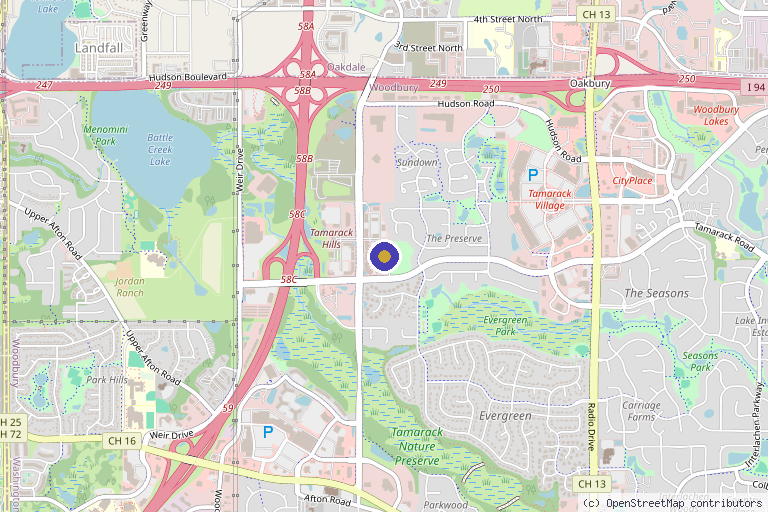 Map showing the location of Minnesota Aesthetic Center in Woodbury, MN