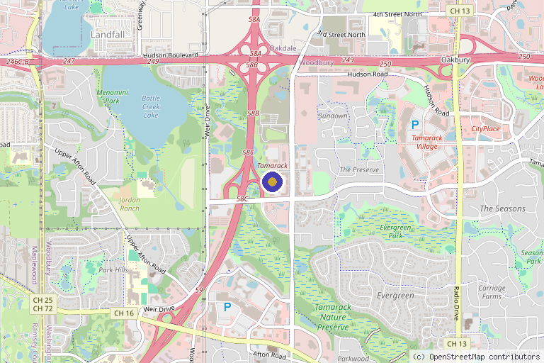 Map showing the location of Petal + Stem Aesthetic & Longevity in Woodbury, MN