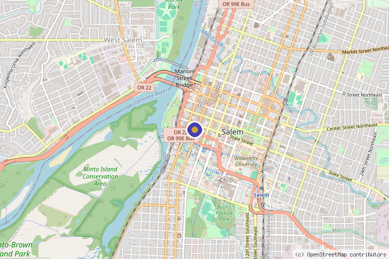 Map showing the location of Capitol Cryo in Salem, OR