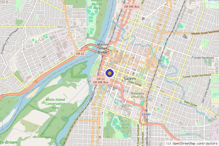 Map showing the location of Walker Wellness in Salem, OR