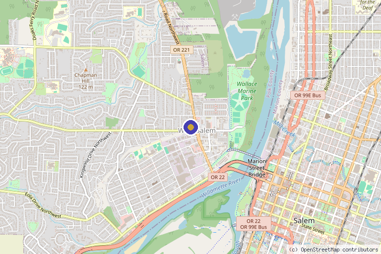 Map showing the location of Earth Angel Wellness in Salem, OR