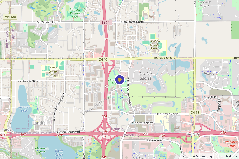 Map showing the location of Uplift Aesthetics in Oakdale, MN