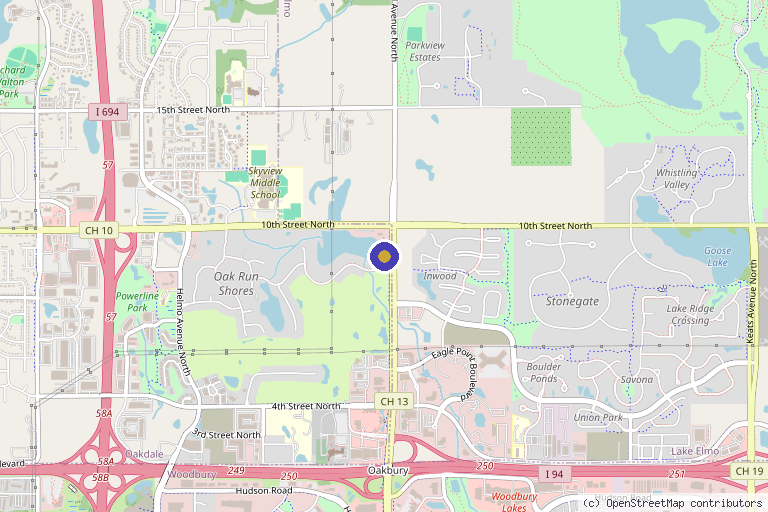 Map showing the location of AesthetIQ Med Spa in Oakdale, MN