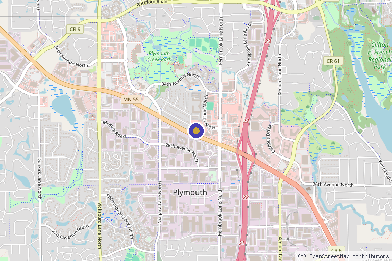 Map showing the location of Harmoni Wellness in Plymouth, MN