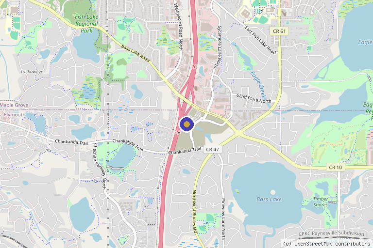 Map showing the location of Daniel T Probst, MD, CAQ in Plymouth, MN