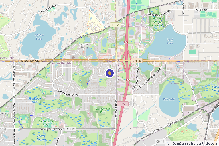 Map showing the location of Radiance Medspa Vadnais Heights in Vadnais Heights, MN