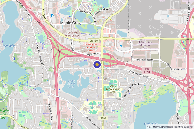 Map showing the location of Clarus Dermatology - Maple Grove in Maple Grove, MN