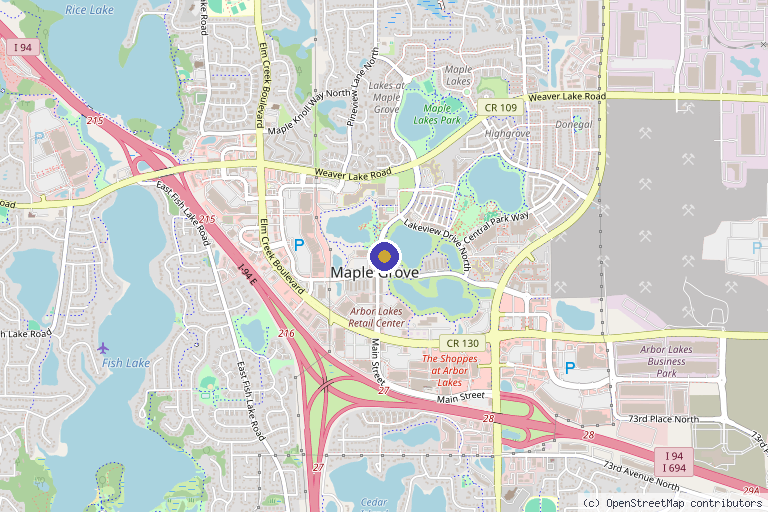 Map showing the location of Belladerm MedSpa in Maple Grove, MN