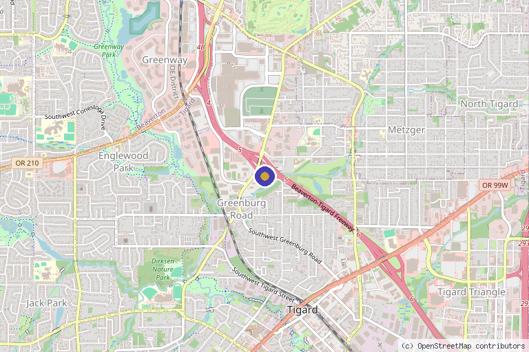 Map showing the location of Framework Integrative Medicine in Tigard, OR