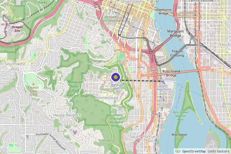 Map showing the location of OHSU Bone Marrow Transplant (Adult) in Portland, OR