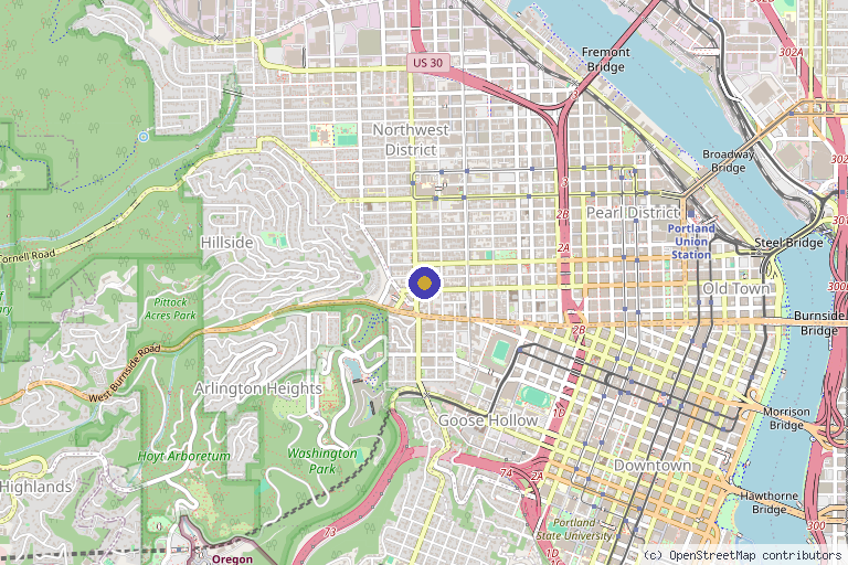 Map showing the location of Laser Skin Solutions in Portland, OR