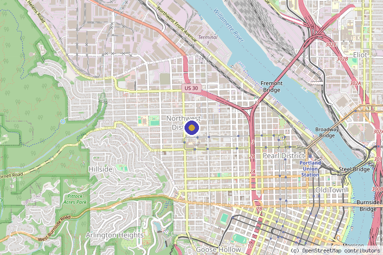 Map showing the location of Oregon Medical & Laser in Portland, OR