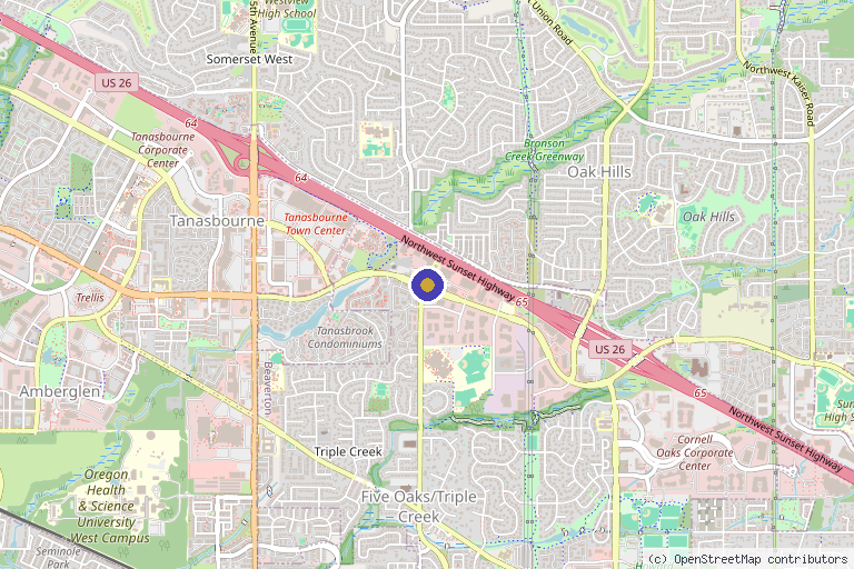 Map showing the location of Sunset MedSpa in Beaverton, OR