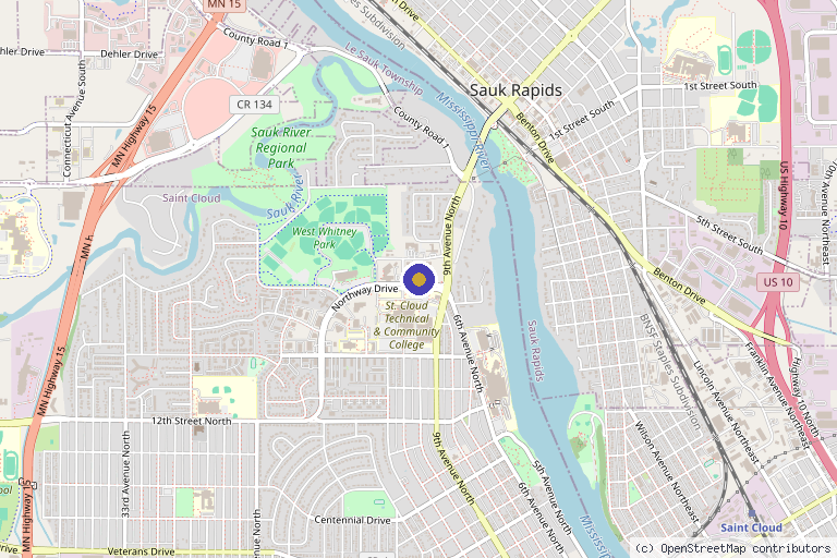 Map showing the location of St. Cloud Foot & Ankle Center in St Cloud, MN