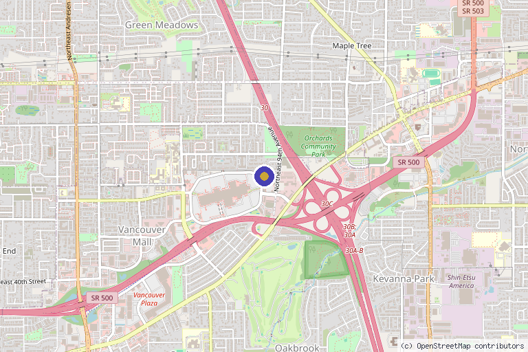 Map showing the location of Faces in Bloom in Vancouver, WA