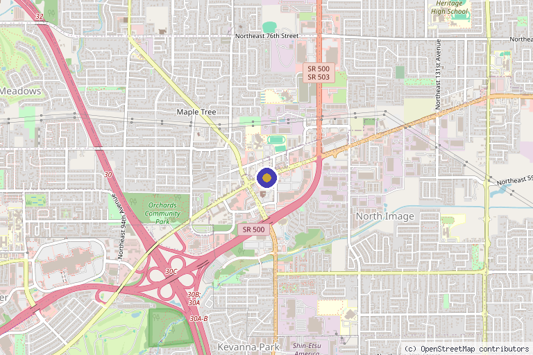Map showing the location of Healing Air Hyperbarics in Vancouver, WA