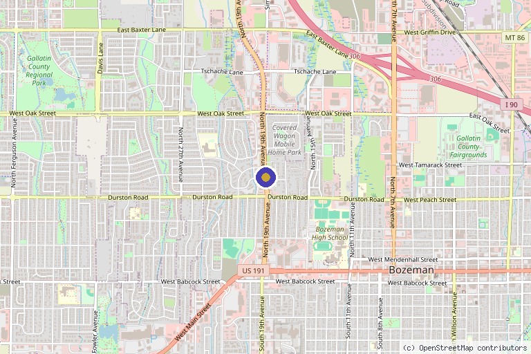 Map showing the location of Joint Repair and Life Enhancement Clinics of Montana in Billings, MT