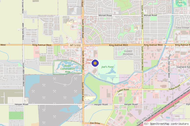 Map showing the location of Premier Aesthetics of Billings Plastic Surgery in Billings, MT