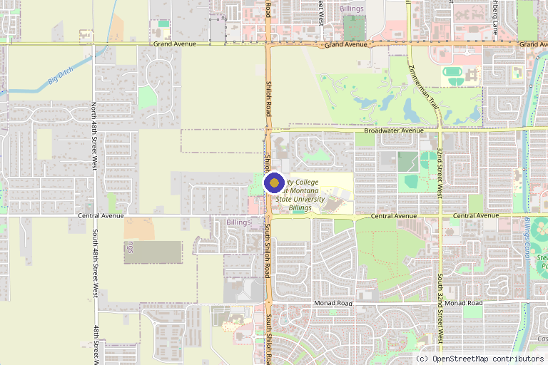 Map showing the location of B.leaf in Billings, MT