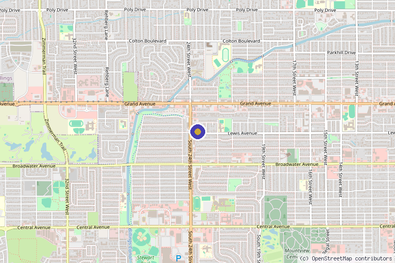 Map showing the location of Montana Aging Gracefully Health & Wellness in Billings, MT