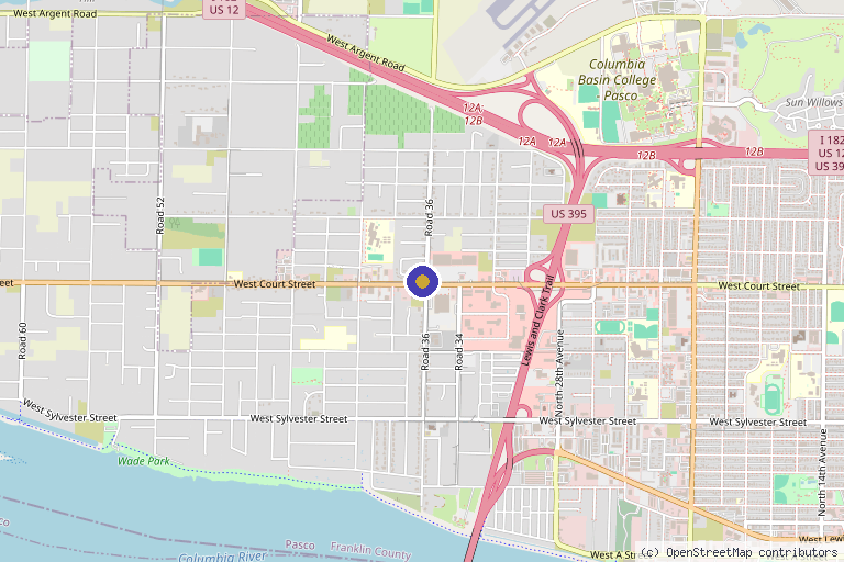Map showing the location of Northwest Injury Clinics in Pasco, WA