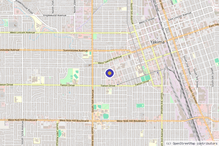Map showing the location of Wilkinson Wellness Clinic in Yakima, WA