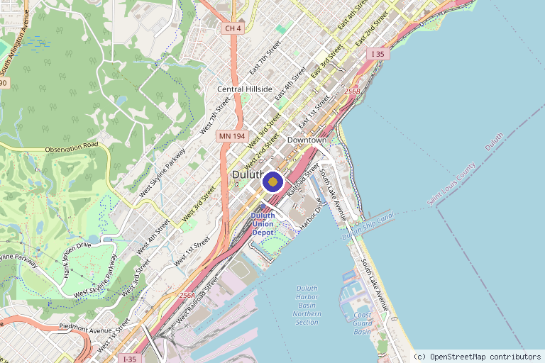 Map showing the location of Plastic Surgery Center of Duluth in Duluth, MN