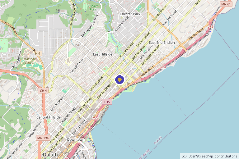 Map showing the location of Aspirus St. Luke's Clinic - Interventional Pain Management in Duluth, MN