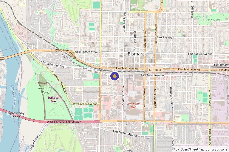 Map showing the location of Beauty Lab & Laser in Bismarck, ND