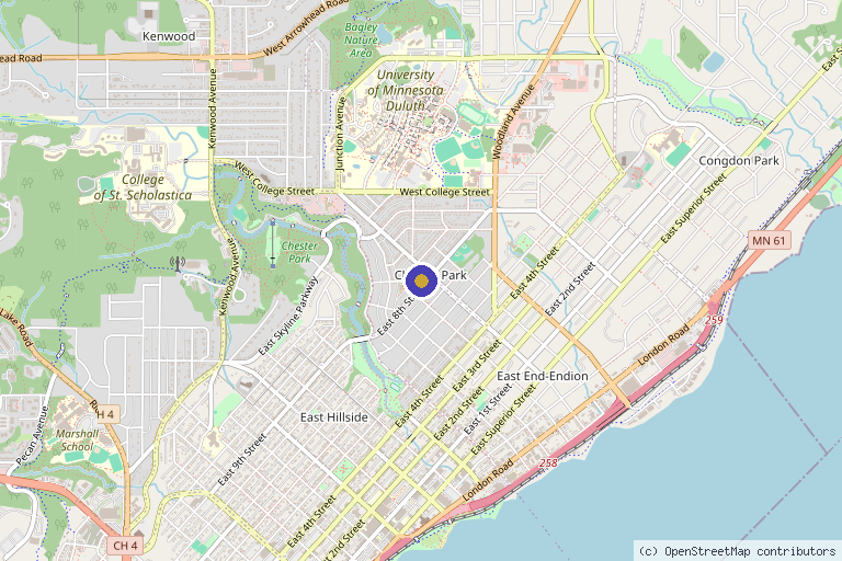 Map showing the location of Nordic Performance Physical Therapy & Wellness in Duluth, MN