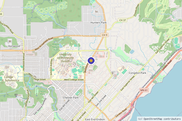 Map showing the location of Twin Ports Dermatology & Med Spa in Duluth, MN