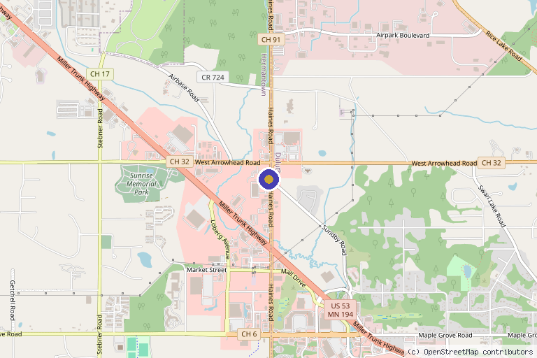 Map showing the location of Ideally You Health & Weight Loss Center in Hermantown, MN