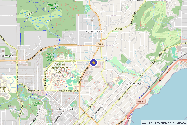Map showing the location of Synergy Aesthetics Duluth in Duluth, MN