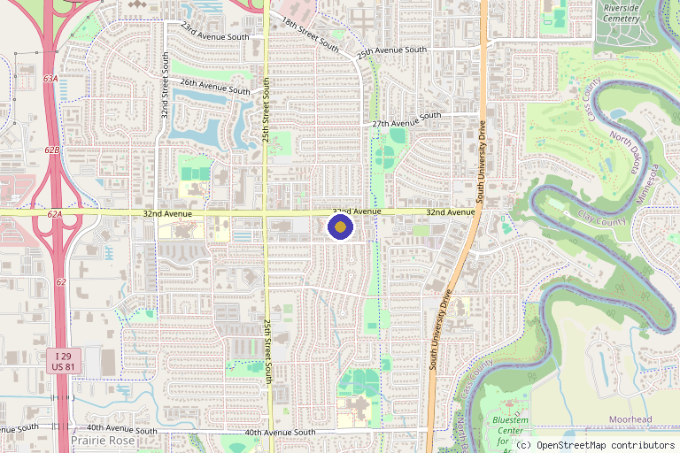 Map showing the location of Seth Lunneborg in Fargo, ND