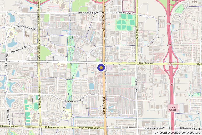 Map showing the location of SKIN Medical Aesthetics Clinic at Hair Success in Fargo, ND