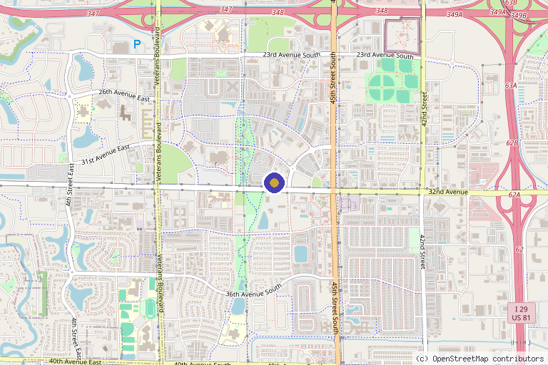 Map showing the location of Center for Plastic Surgery & Medspa in Fargo, ND