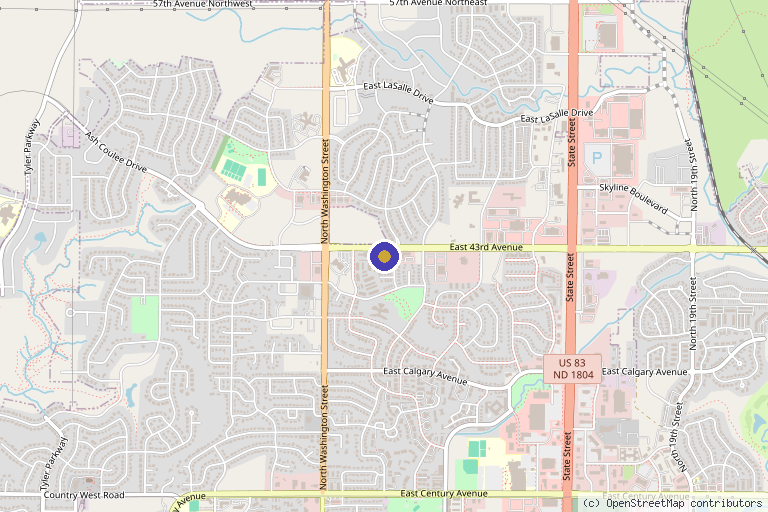 Map showing the location of Medallus MediSpa in Bismarck, ND