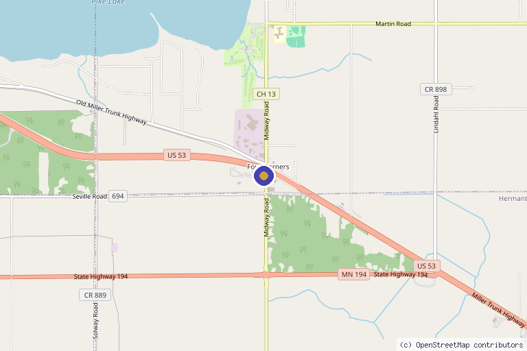 Map showing the location of Northland Longevity in Duluth, MN
