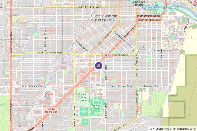 Map showing the location of Full Circle Natural Medical Clinic in Missoula, MT