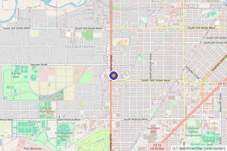 Map showing the location of Missoula Sports Medicine in Missoula, MT