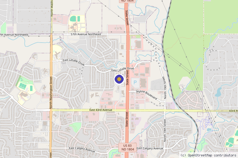 Map showing the location of The Aesthetic Studio in Bismarck, ND