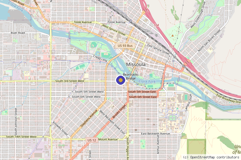 Map showing the location of Aralia Health in Missoula, MT