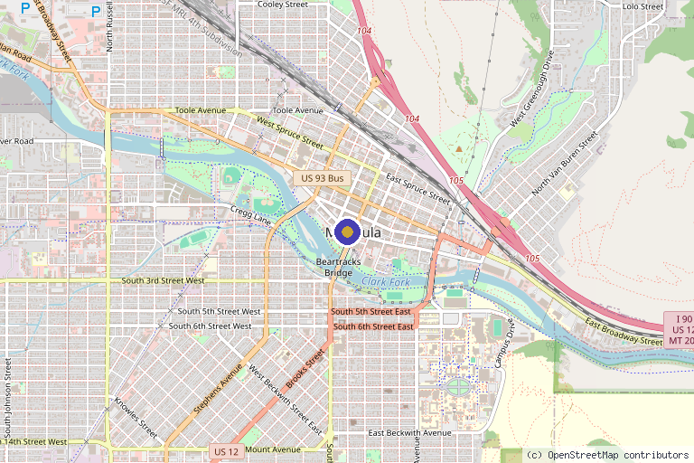 Map showing the location of The Golgi Clinic in Missoula, MT