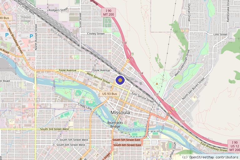 Map showing the location of Ascend Sports Medicine in Missoula, MT