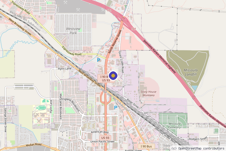 Map showing the location of Bellamah Aesthetics in Missoula, MT