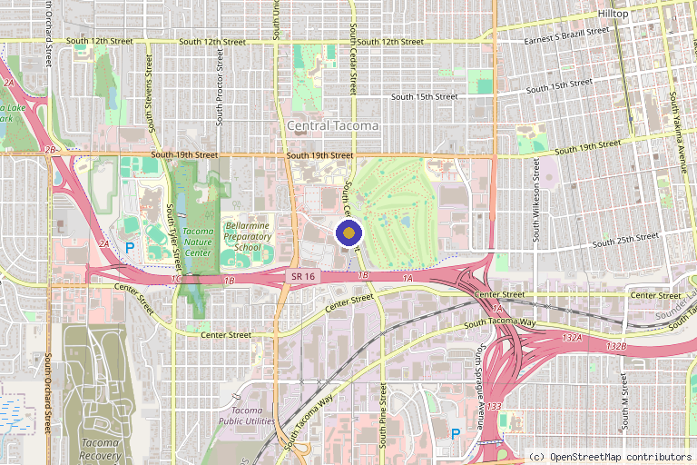 Map showing the location of Aesthetic Surgery Centre and Medical Spa in Tacoma, WA