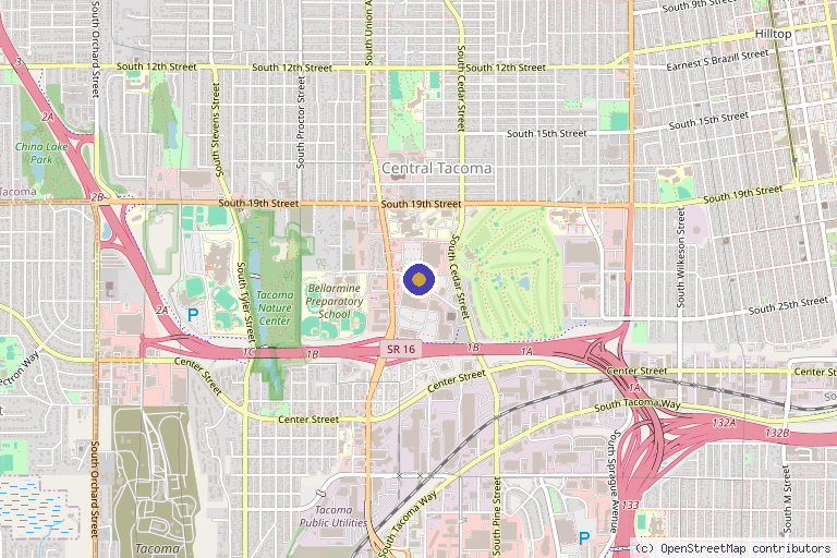 Map showing the location of Juvecore Health in Tacoma, WA