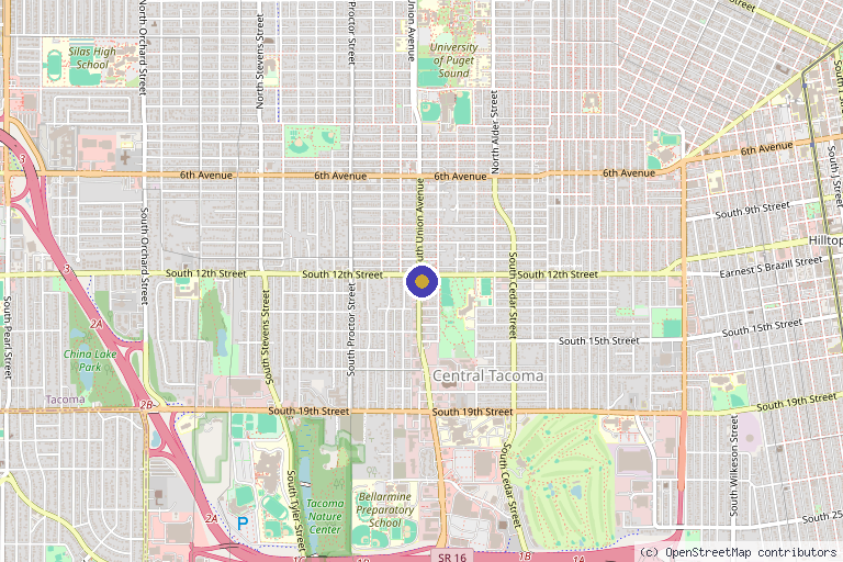 Map showing the location of Sunset Skin in Tacoma, WA