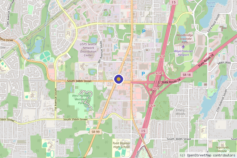 Map showing the location of Northwest Wellness in Federal Way, WA