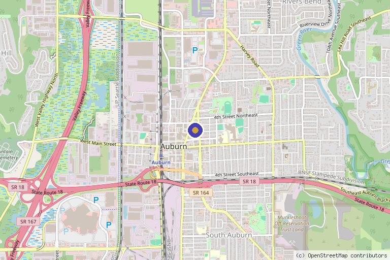 Map showing the location of Serendipity Spa & Wellness Center in Auburn, WA